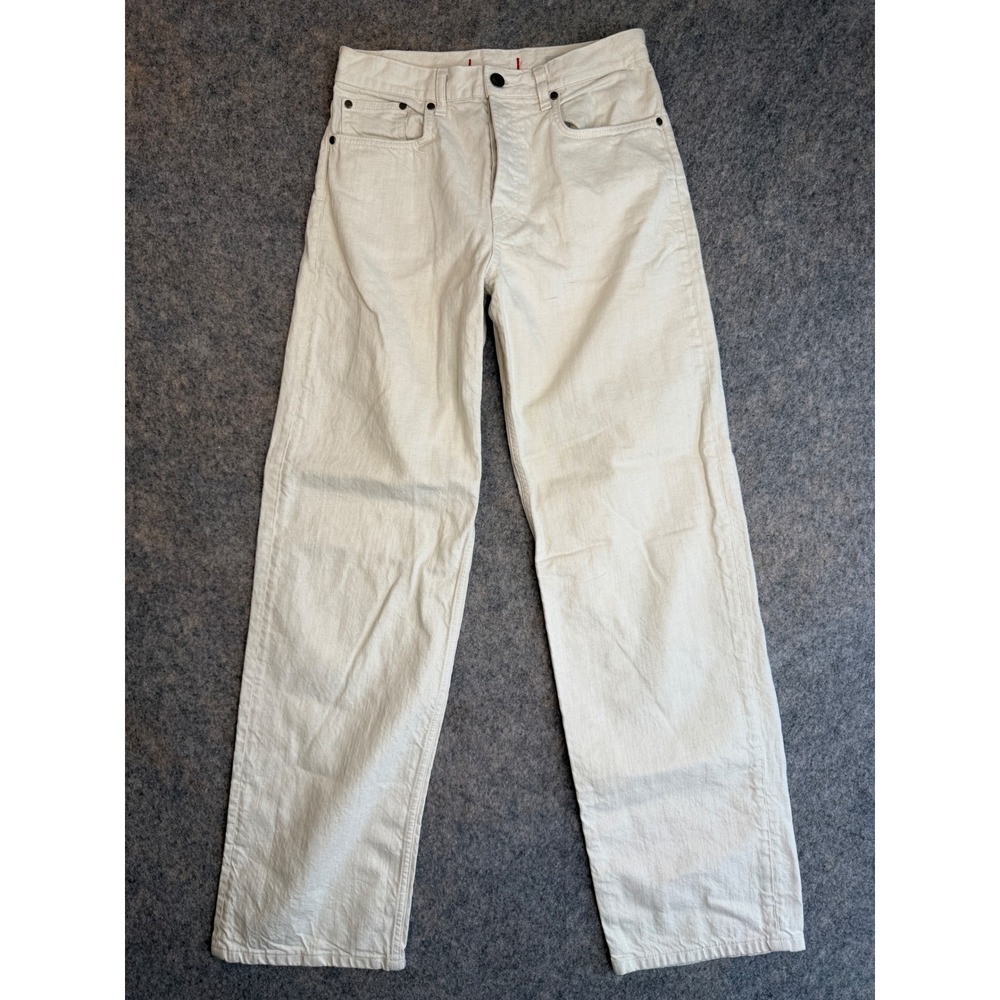 Zara‎ Cream Wide Leg Jeans Womens 4 Ivory High Rise Button Fly Denim Minimalist